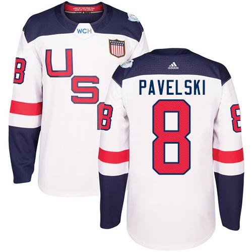 Team USA #8 Joe Pavelski White 2016 World Cup Stitched Youth NHL Jersey - Click Image to Close